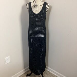 SWNY Women’s Black Crochet Bohemian Sleeveless Maxi Dress